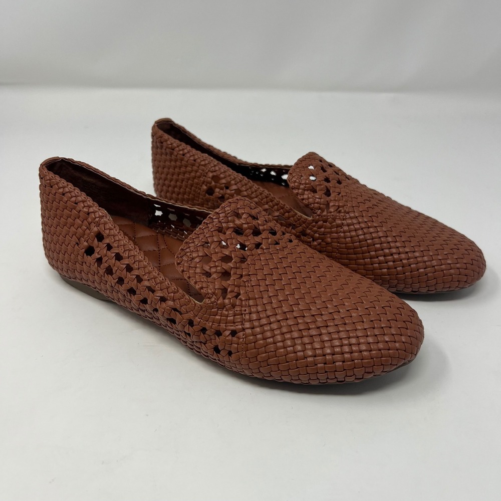Birdies The Starling Loafers Womens 6 Brown Woven Slip On Quilted Comfort Flats